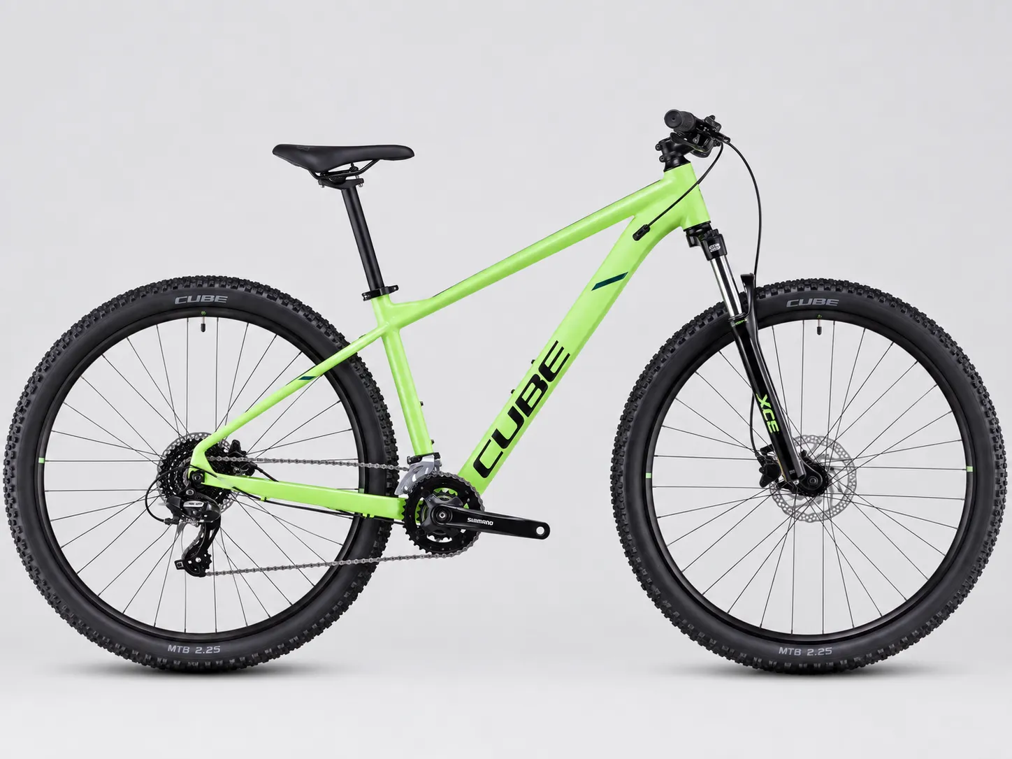CUBE Aim ONE – Erschwingliches Aluminium Hardtail MTB mit SR Suntour XCE 100mm, Shimano 2x8 Schaltung & Hydraulischen Clarks Clout Bremsen