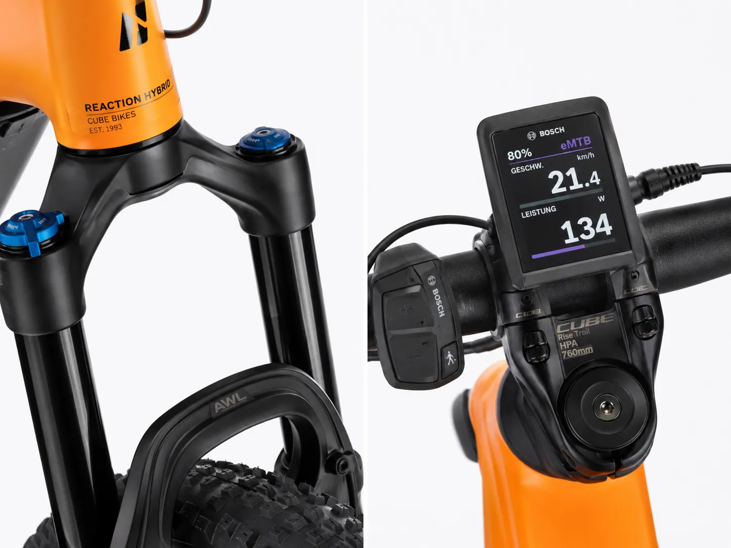 CUBE Reaction Hybrid SLX 800 – High-End E-Hardtail MTB mit Bosch Performance Line CX (BDU38), PowerTube 800Wh, Fox 34 Float AWL & Shimano XT 1x12 – Image 3